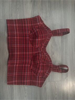 Guess Red and Black Plaid Bustier Top